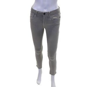 Helmut Womens Mid Rise Pleated Ankle Zip Skinny Jeans Gray Size 28